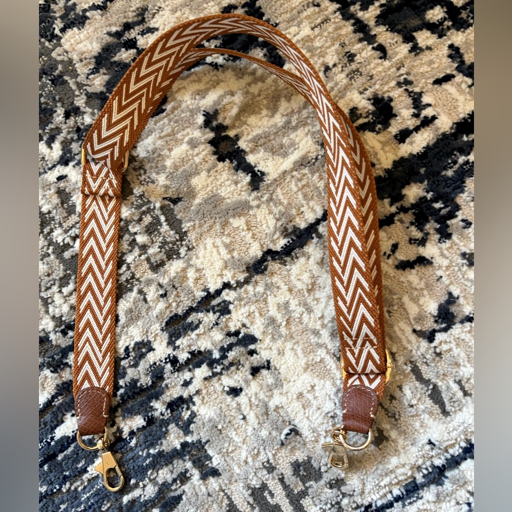 Brown and White Chevron Strap